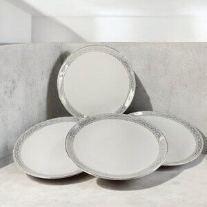Winterling Schwarzenbach Bavaria Porcelain Dish Plate Platinum Germany Set 4 VTG